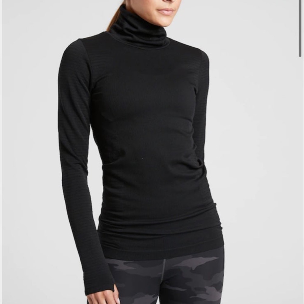 Athleta Flurry Blizzard Ribbed Turtleneck, black, size small